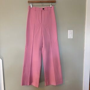 Zara High-Waist Wide-Leg Pink Trousers